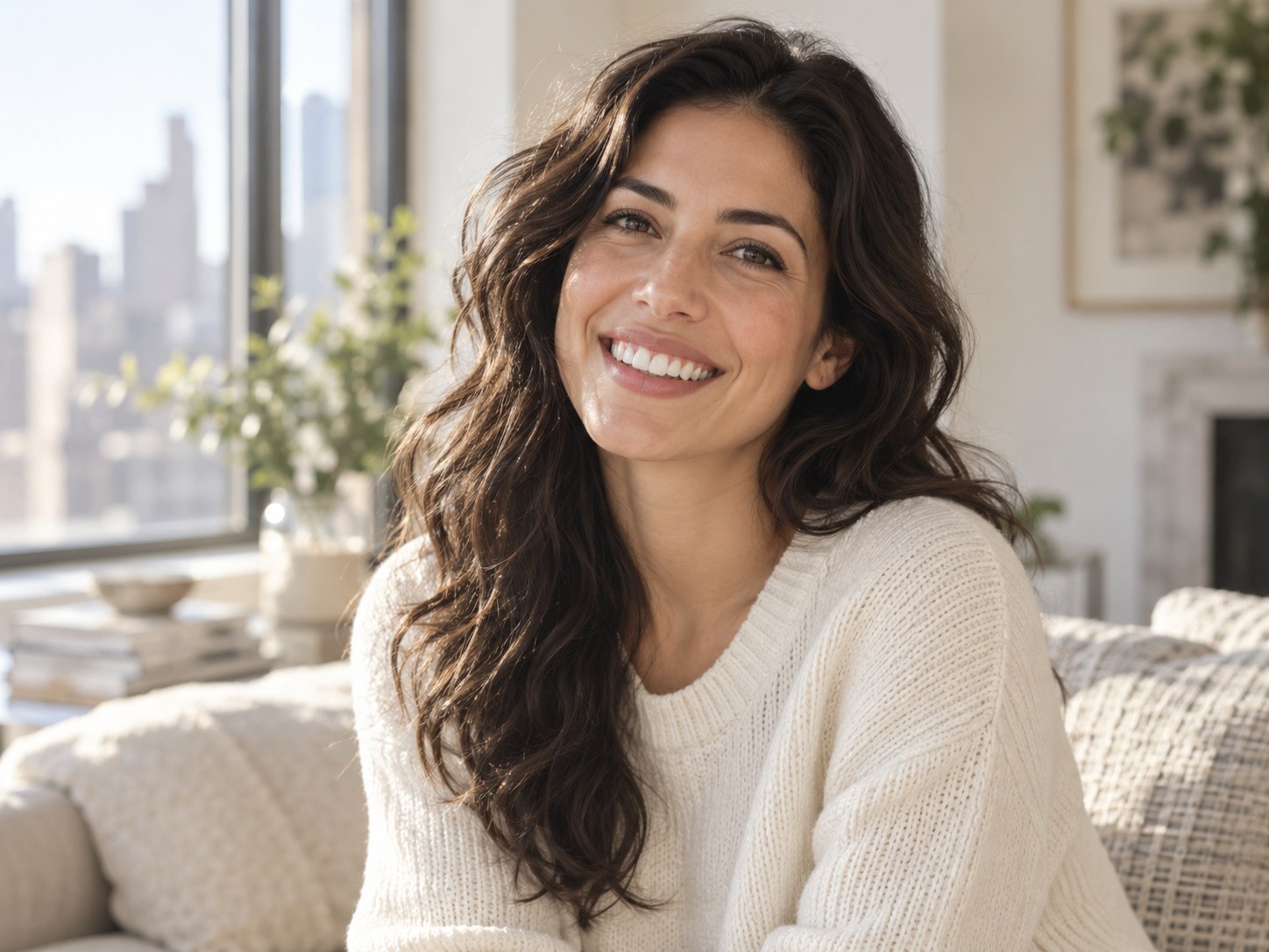 Illustrative portrait of a woman smiling in natural light